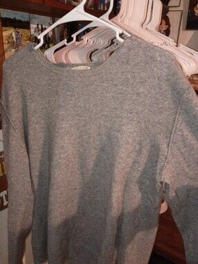 White + Warren Gray Cashmere Crewneck Sweater 100% Cashmere Size Xl-c5